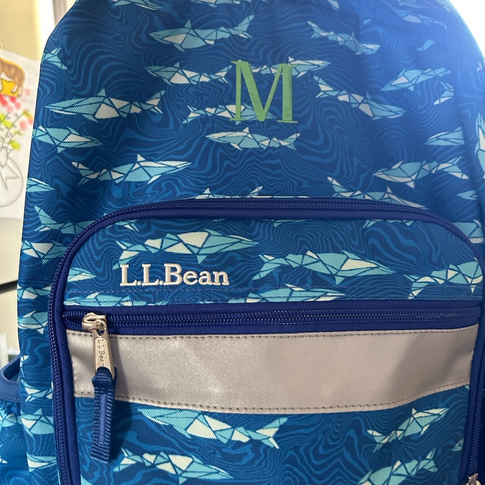 NWOT L.L Bean Kids Backpack 24L monogrammed w ‘M’